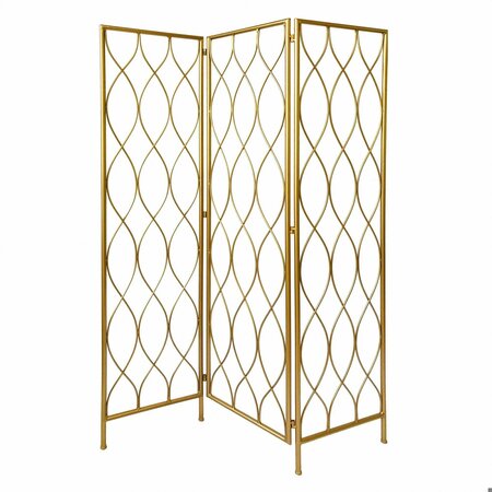 HOMEROOTS 3 Panel Gold Room Divider with Golden Age Charm 379901